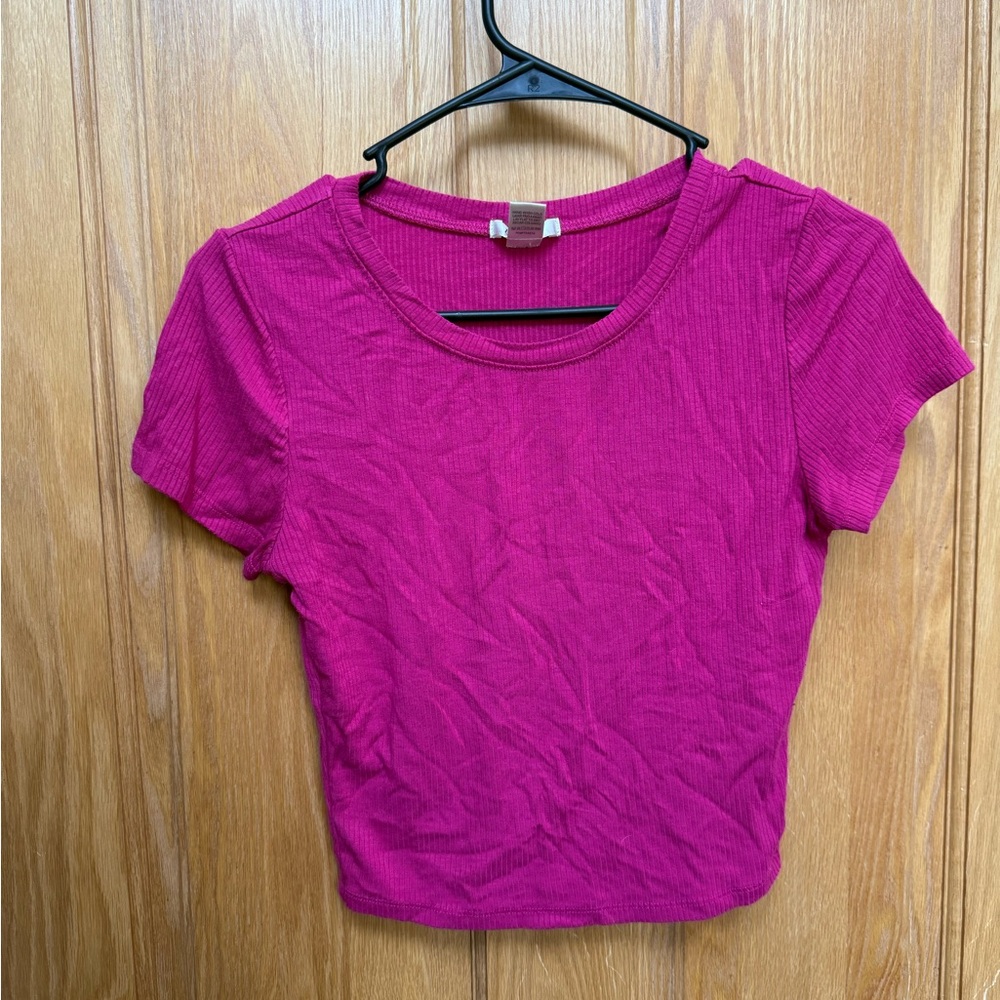 Bozzolo Fuchsia Ribbed Crop Top